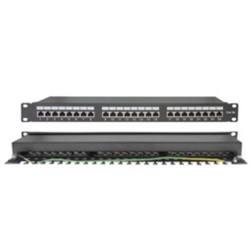 PATCH PANEL CAT5e STP 24P 19" 1U ΜΕ ΟΔΗΓΟ ΚΑΛΩΔΙΩΝ SUT