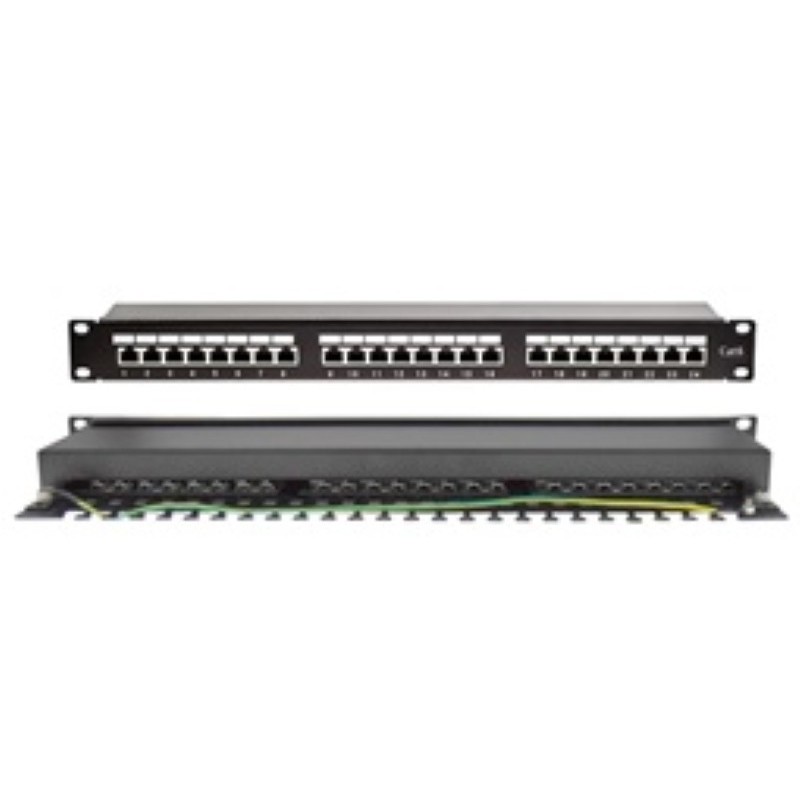 PATCH PANEL CAT6 STP 24P 19" 1U ΜΕ ΟΔΗΓΟ ΚΑΛΩΔΙΩΝ SUT