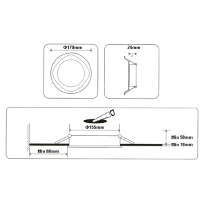 ΦΩΤΙΣΤΙΚΟ LED DOWNLIGHT ΧΩΝΕΥΤΟ ΣΤΡΟΓΓΥΛΟ Φ170 12W 960LM 6500K WELLMAX