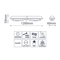 ΦΩΤΙΣΤΙΚΟ LED ΓΡΑΜΜΙΚΟ 1200mm 36W 3960LM 4000K IP65 WELLMAX