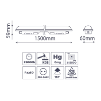 ΦΩΤΙΣΤΙΚΟ LED ΓΡΑΜΜΙΚΟ 1500mm 48W 4800LM 6500K IP65 WELLMAX
