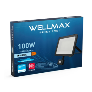 ΠΡΟΒΟΛΕΑΣ LED 100W 220-240VAC 10000LM 6500K DAY LIGHT ΜΕ ΑΙΣΘΗΤΗΡΑ WELLMAX