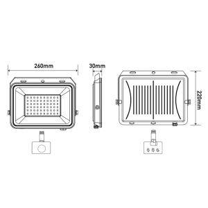 ΠΡΟΒΟΛΕΑΣ LED 100W 220-240VAC 10000LM 6500K DAY LIGHT ΜΕ ΑΙΣΘΗΤΗΡΑ WELLMAX