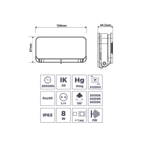 ΠΡΟΒΟΛΕΑΣ LED 8W 3.7V/2.6Ah 3000K/4000K/6500K ΜΕ SOLAR PANEL ΚΑΙ ΑΝΙΧΝΕΥΤΗ ΚΙΝΗΣΗΣ IP65 WELLMAX