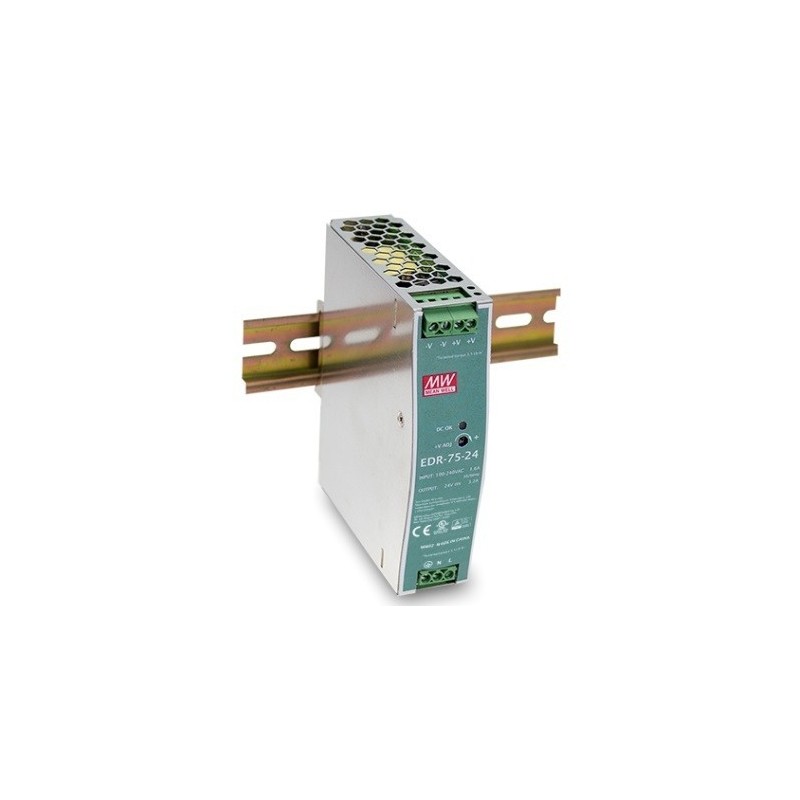 Τροφοδοτικό Ράγας 75W/24V/3.2A Slim EDR75-24 Mean Well
