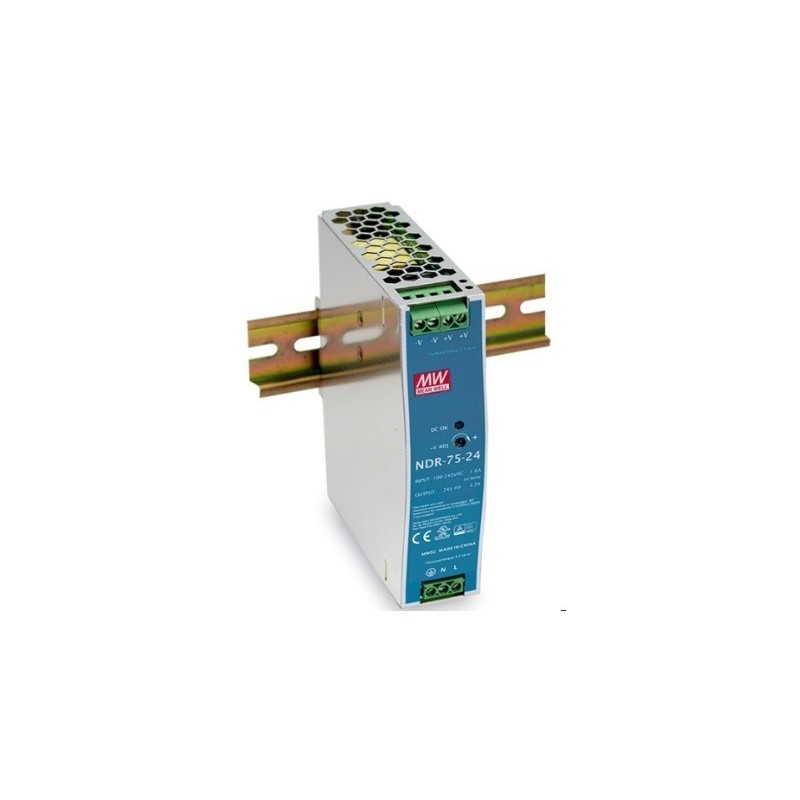 Τροφοδοτικό Ράγας 75W/12V/6.3A Slim NDR75-12 Mean Well