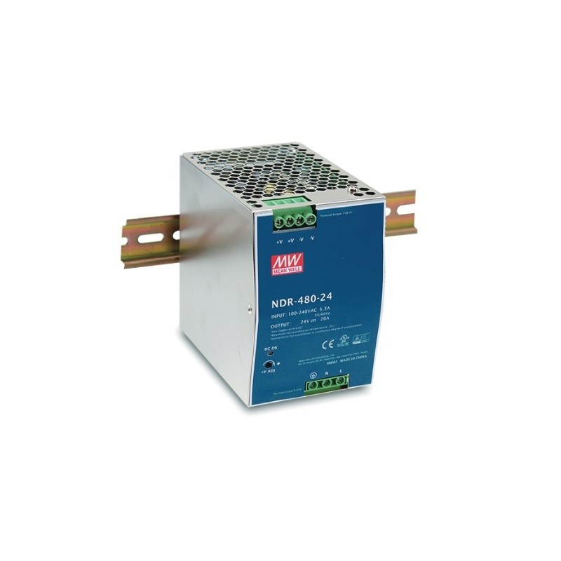 Τροφοδοτικό Ράγας 480W/24V/20A Slim NDR480-24 Mean Well